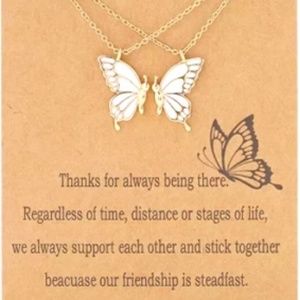 Best Friend, Mother / Daughter 18K Gold Vermeil Butterfly Necklace Set.